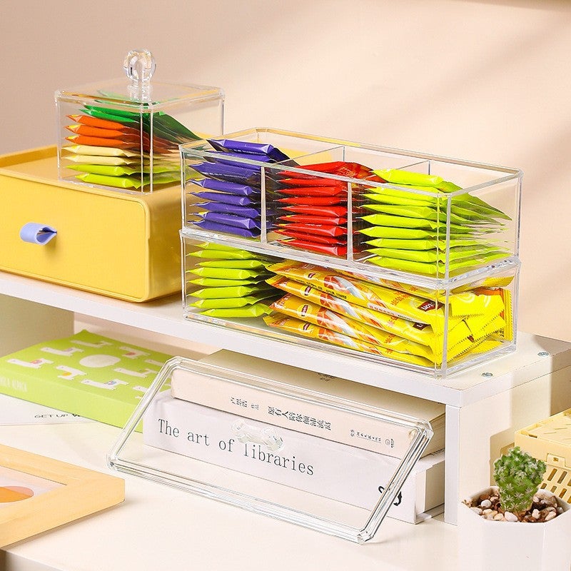 Tea Bag Coffee Storage Box Compartment Sealed Portable Lid Large Capacity Desktop Dustproof Tea Tea Room Storage Rack - Image 2